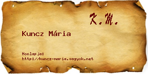 Kuncz Mária névjegykártya